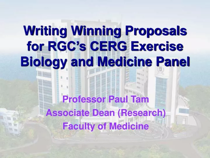 writing winning proposals for rgc s cerg exercise biology and medicine panel