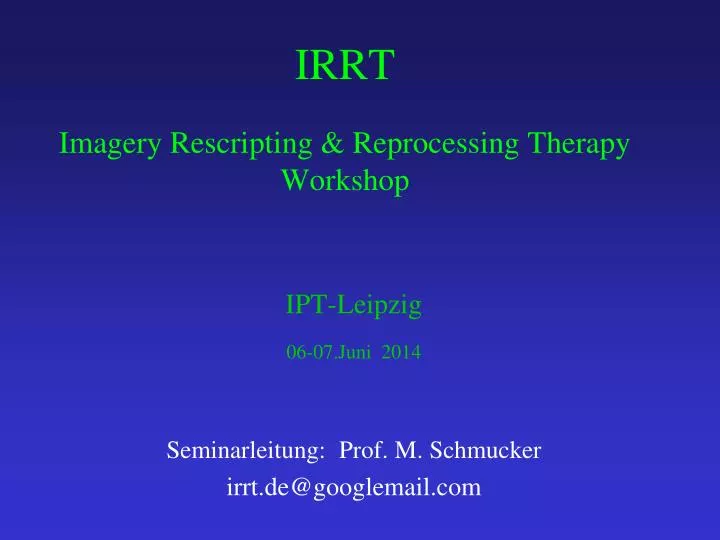 irrt imagery rescripting reprocessing therapy workshop