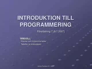 introduktion till programmering