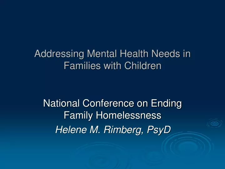 addressing mental health needs in families with children