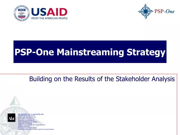 psp one mainstreaming strategy