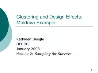 Clustering and Design Effects: Moldova Example
