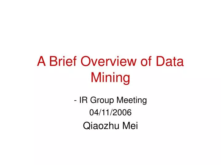 a brief overview of data mining