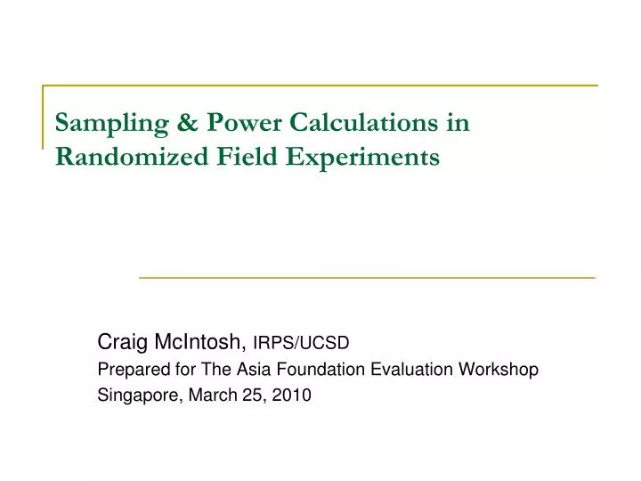 sampling power calculations in randomized field experiments