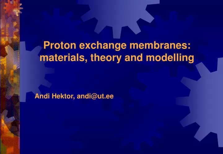 proton exchange membranes materials theory and modelling