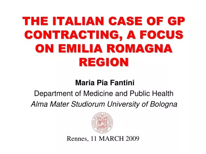 the italian case of gp contracting a focus on emilia romagna region