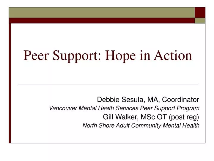peer support hope in action
