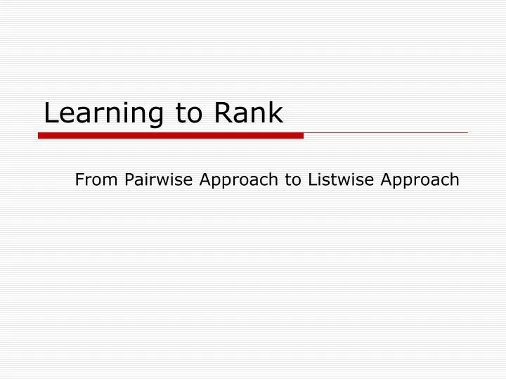 learning to rank