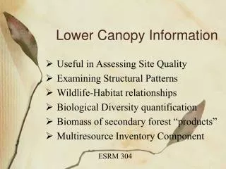Lower Canopy Information