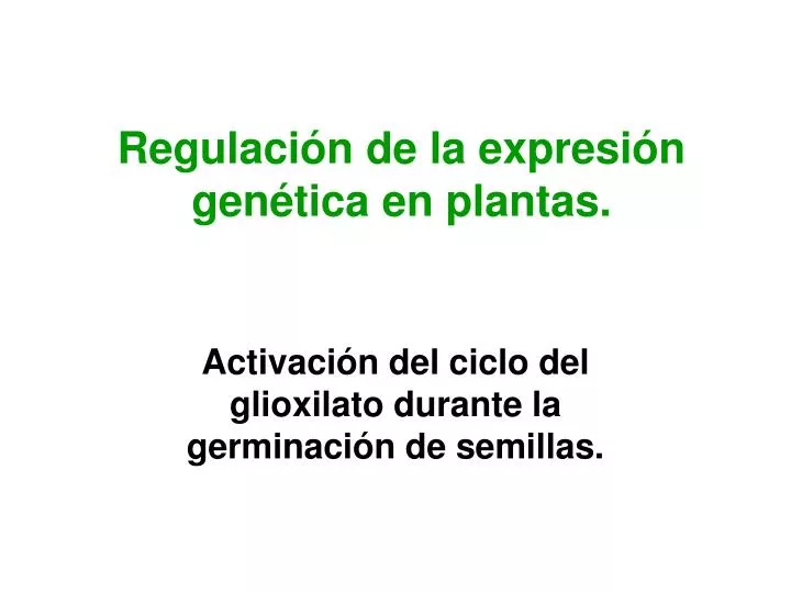 regulaci n de la expresi n gen tica en plantas