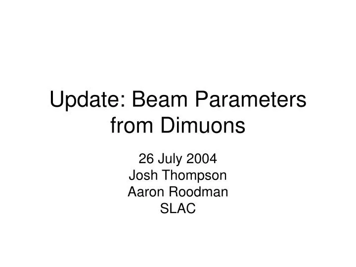 update beam parameters from dimuons