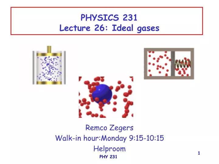 physics 231 lecture 26 ideal gases