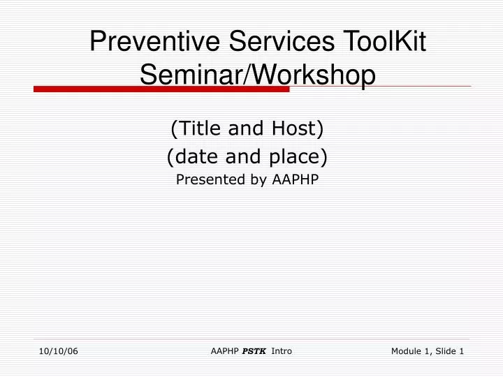 title and host date and place presented by aaphp