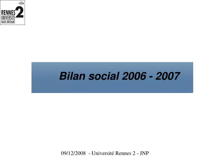 bilan social 2006 2007