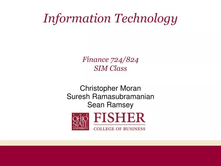 information technology finance 724 824 sim class