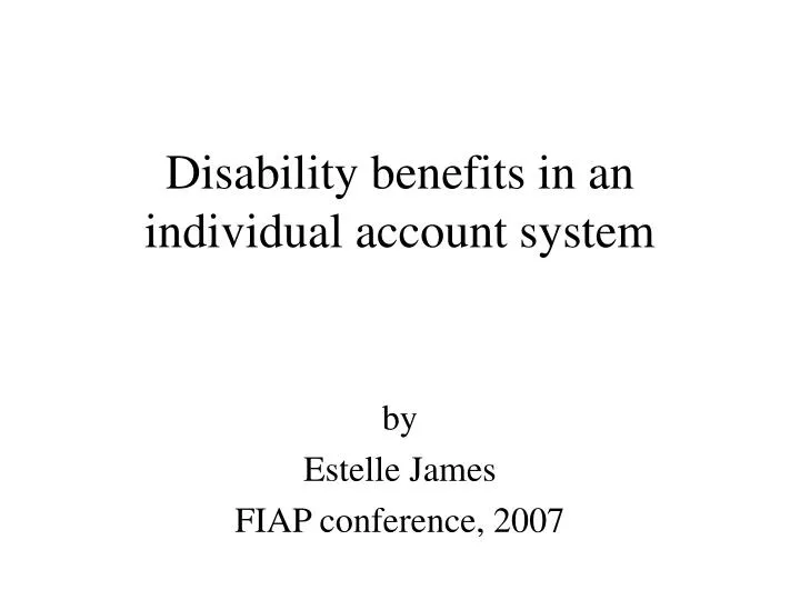 disability benefits in an individual account system