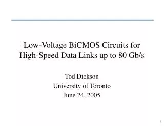 Low-Voltage BiCMOS Circuits for High-Speed Data Links up to 80 Gb/s