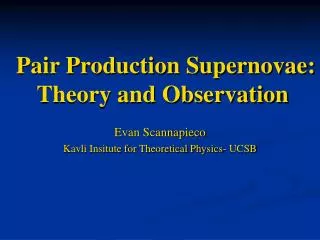 Pair Production Supernovae: Theory and Observation