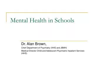 Mental Health in Schools