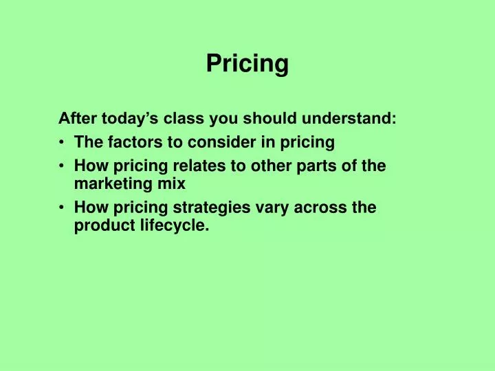 pricing