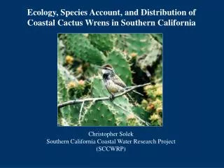 Ecology, Species Account, and Distribution of Coastal Cactus Wrens in Southern California
