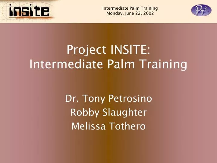 project insite intermediate palm training