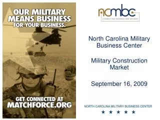 North Carolina Military Business Center Military Construction Market September 16, 2009