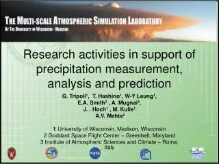 Research activities in support of precipitation measurement, analysis and prediction