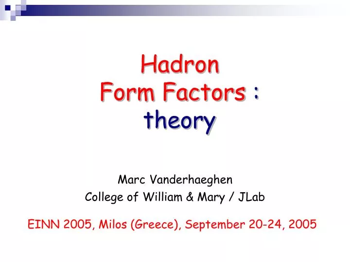 hadron form factors theory