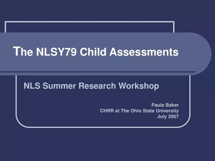 t he nlsy79 child assessments