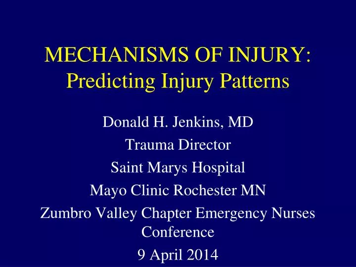 mechanisms of injury predicting injury patterns