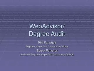 WebAdvisor/ Degree Audit