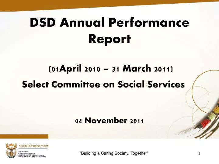 dsd annual performance report 01april 2010 31 march 2011 select committee on social services