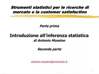 Strumenti statistici per le ricerche di mercato e la customer satisfaction