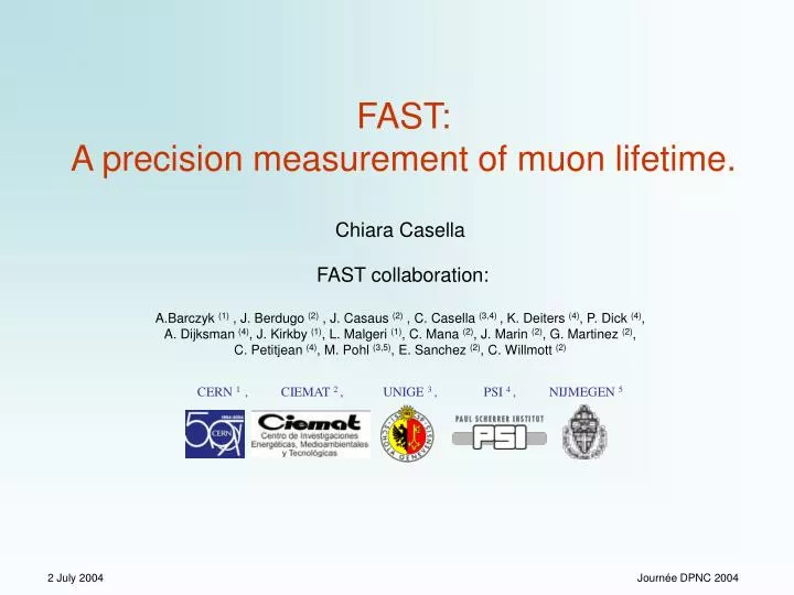 fast a precision measurement of muon lifetime