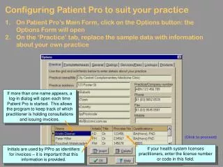 Configuring Patient Pro to suit your practice