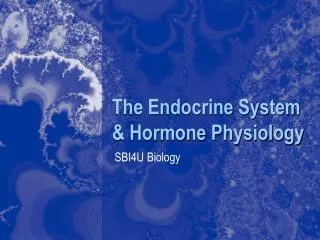 The Endocrine System &amp; Hormone Physiology