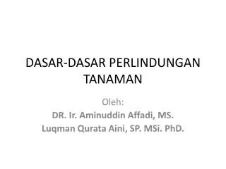 dasar dasar perlindungan tanaman