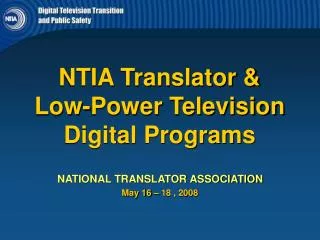 NTIA Translator &amp; Low-Power Television Digital Programs