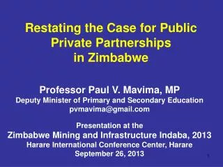 Restating the Case for Public Private Partnerships in Zimbabwe