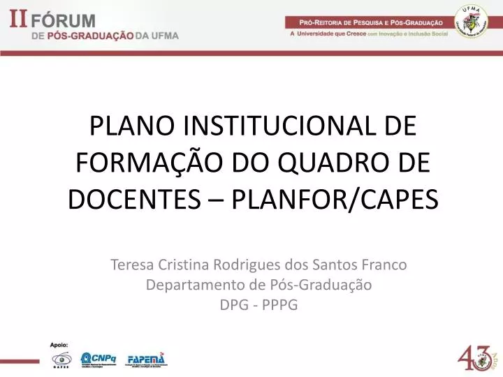 plano institucional de forma o do quadro de docentes planfor capes
