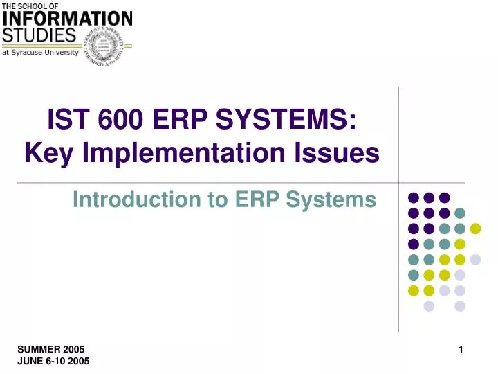 ist 600 erp systems key implementation issues