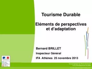 Tourisme Durable Eléments de perspectives et d ’ adaptation