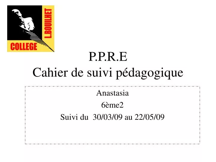 p p r e cahier de suivi p dagogique