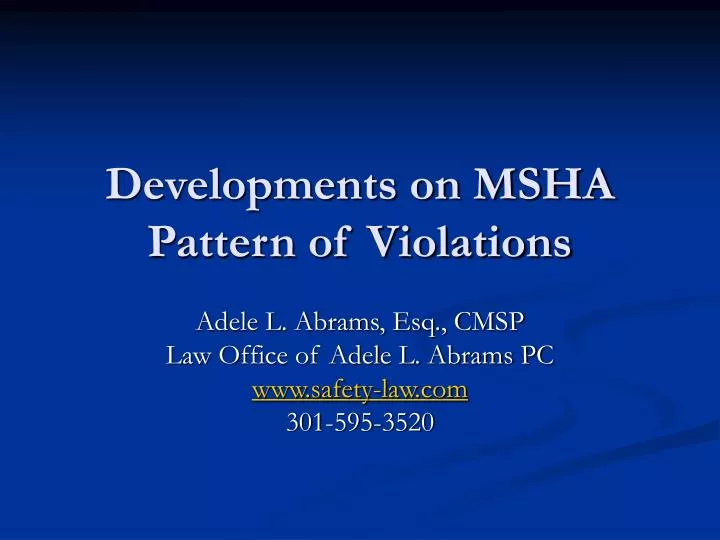 developments on msha pattern of violations