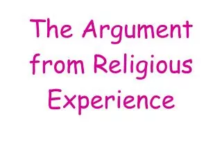 The Argument from Religious Experience