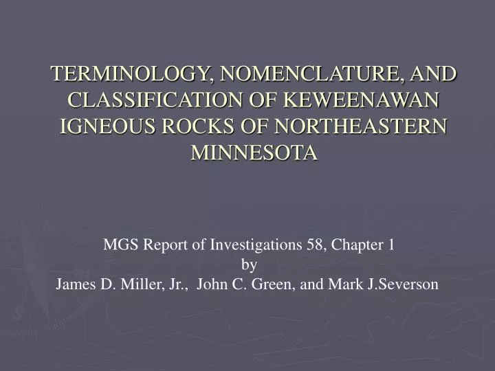 terminology nomenclature and classification of keweenawan igneous rocks of northeastern minnesota