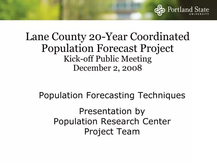 lane county 20 year coordinated population forecast project kick off public meeting december 2 2008