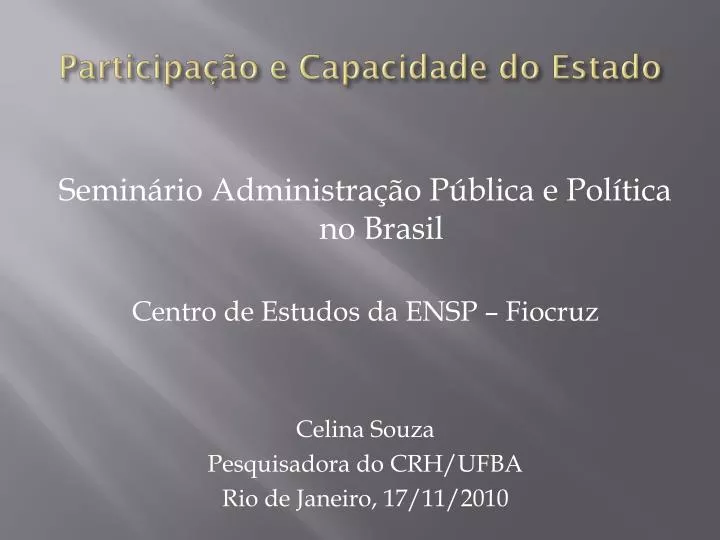 participa o e capacidade do estado