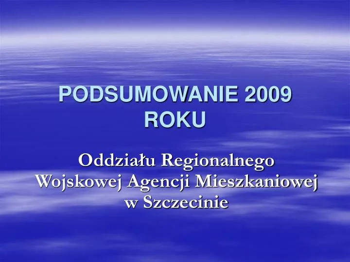 podsumowanie 2009 roku